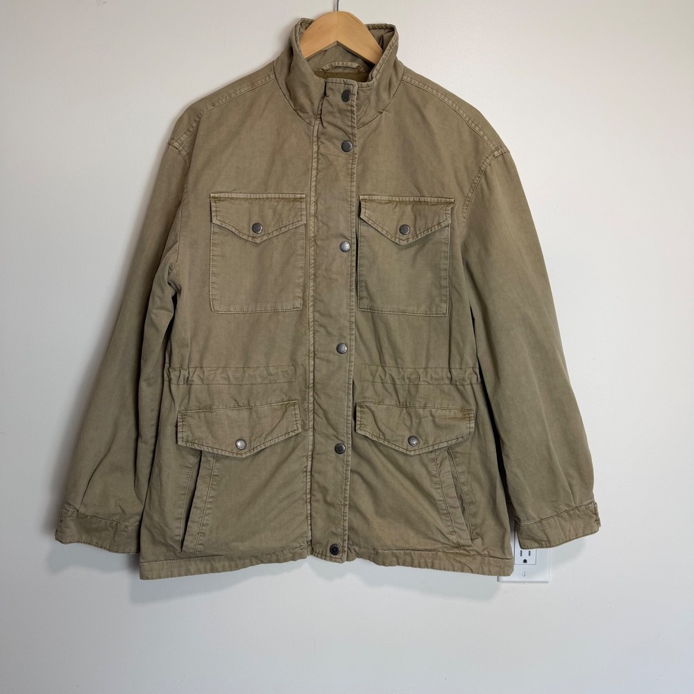 Levi's Womens Utility Field Jacket Small Khaki Tan Cotton Canvas Anorak Parka